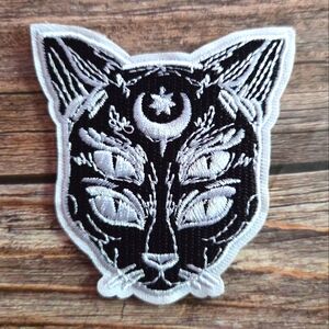 Moon Child Occult Illuminati Kitty Cat Witch Goth Iron On Patch